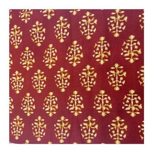 Maroon Color Cambric Cotton Printed Fabric For Bag, Garment, Upholstery