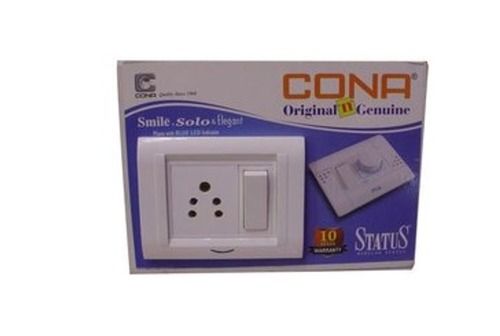 Plsastic White Color Plastic Electrical Modular Switch With 5 Pin Socket And 1 Switch, 220V