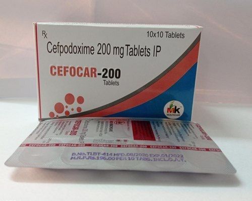 Cefpodoxime 200 MG Antibiotic Tablets IP, 10x10 Blister Pack