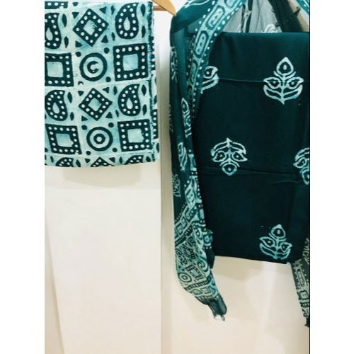 Dark Green And Green Designer Suit - Cotton Silk Fabric Customized Size | Full Sleeves Quick Dry Dry Cleanable Beaded Closure Printed Pattern