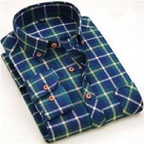 Mens Casual Wear Regular Fit Full Sleeves Blue Checked Cotton Shirt Age Group: 18-45 Years