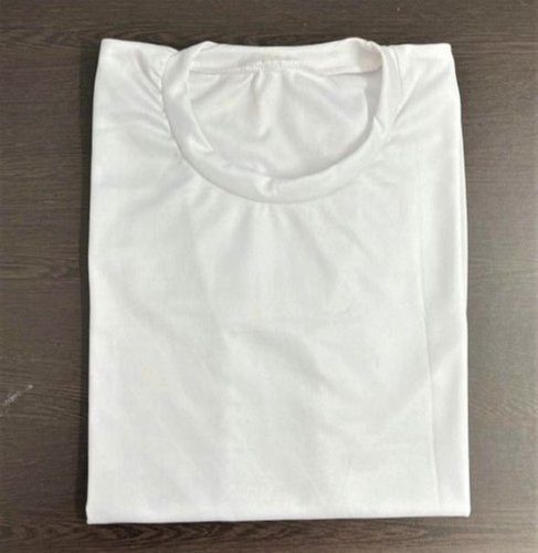 Shrink Resistance Skin Friendliness Round Neck Half Sleeve Polyester White Promotional T Shirts