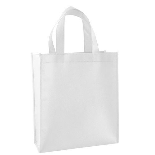 Use And Throw Non-Woven Plain White Woven Bags For Party, Function, Event Handle Length: 12 Inch (In)