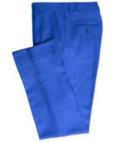 Solid Mens Blue Trousers Slim Fit