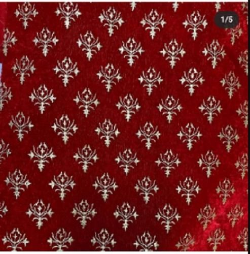 Anti Wrinkle Red Color Fancy And Designer Velvet Fabric For Garment Uses