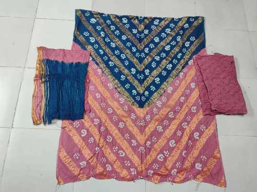 Cotton Silk Half Sleeves Pink And Blue Colors Designer Fancy Punjabi Suits For Party Wear Round Necked