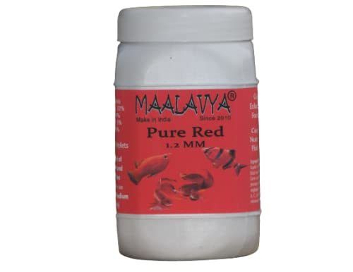 Maalavya Fish Feed/Food Pure Red 1.2mm (Floating Type Pellets) - 400 Gm