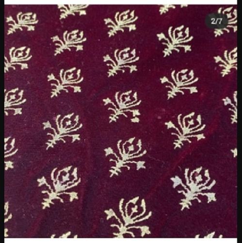 Maroon Color Embroidered And Designer Velvet Fabric For Garment Uses