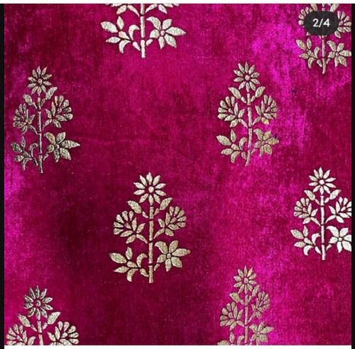 Pink Color Fancy And Designer Flower Embroidery Velvet Fabrics For Garment Making