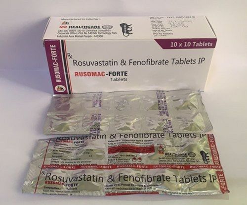  रोसुवास्टेटिन और फेनोफिब्रेट टैबलेट, 10x10 अलु अलू स्ट्रिप पैक 