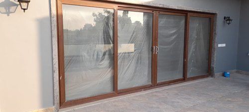 Aluminum Brown Aluminium Glass Frame Door With Anti Rust Properties