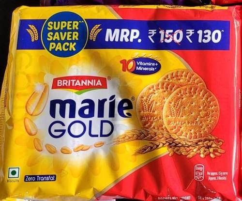 Britannia Marie Gold Biscuit Zero Transfat Super Saver Pack, 10 Vitamins+Minerals
