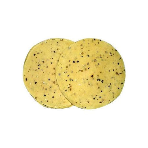 Yellow Colour Cumin Papad With Round Shape And 2 Months Shelf Life