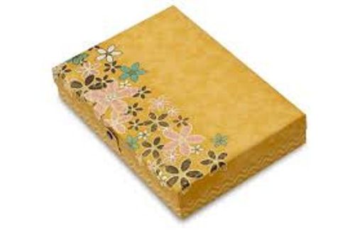 Glossy Lamination Flower Printed Rectangular Shape Cardboard Gold Designer Dry Fruit Box