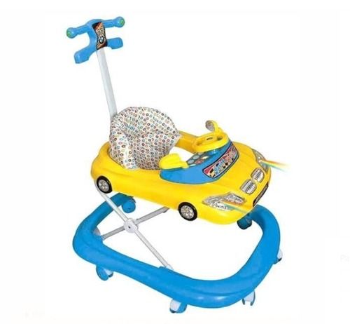 Plastic Height Adjustable Car Shaped Baby Walker With Music And Soft Cushion For Babies