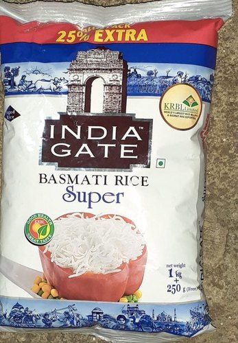 India Gate White Long Grain Super Basmati Rice For Cooking Pack Of 10 Kg