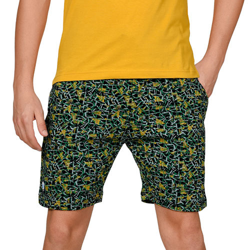 Green Mens Printed Mercerised Bermudas Shorts With Soft Premium Texture