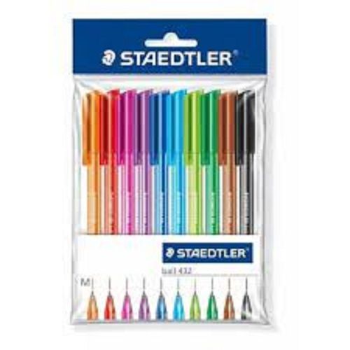 Staedtler Ball Point Pen 432 (Set Of 10) Fine Grip For Stationery Use