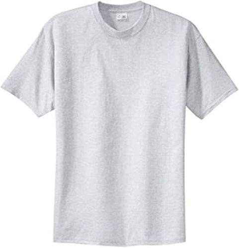 Grey Washable Short Sleeves White Color Men T Shirts With Cotton & Polyester Fabrics 