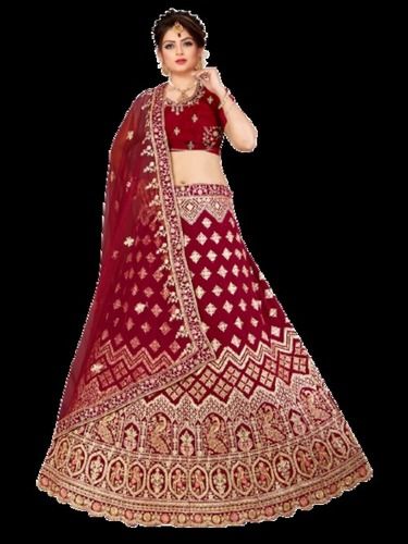Beautiful Maroon Colored Party wear Designer Embroidered Vel