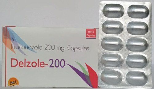 Delzole-200 Itraconazole Capsules - 200 mg Dosage, Pack Size 10x10 Capsules - Ideal for Treating Serious Fungal Infections, Suitable for Aged Individuals