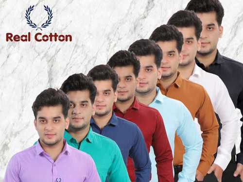 Real Cotton Regular Fit Plain Twill-17000 Button Down Collar Official And Casual Shirt
