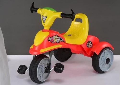 Red And Yellow Color Baby Tricycle with ABS Plastic Frame & Tri Wheels