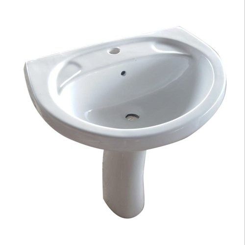 White Color Ceramic Bathroom Pedestal Wash Basin For Home, Hotel, Office