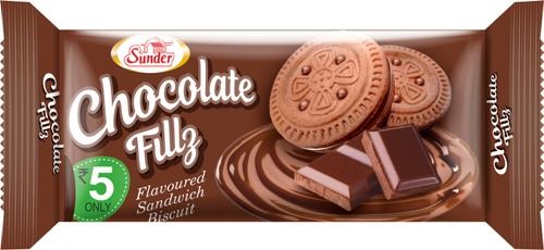 100% Pure Healthy Semi-Hard Round Chocolate Flavoured Sandwich Biscuit