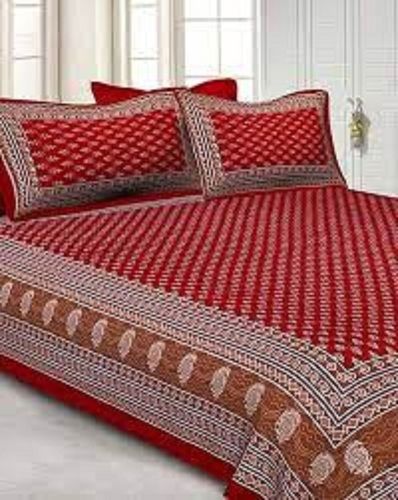 Block Printed Fabric Royal Red King Size Skin Friendly Cotton Double Bedsheets With 2 Pillow Cover Length: 7.5 X 8.5 Inch (In)