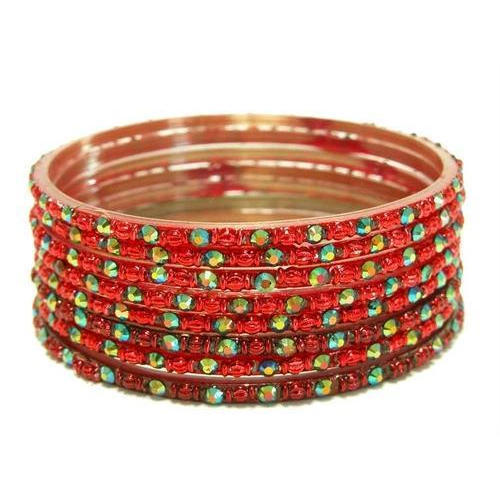 Fashion Party Wear Golden Colour Fancy Design Bangles With Round Shape, Metal Materials