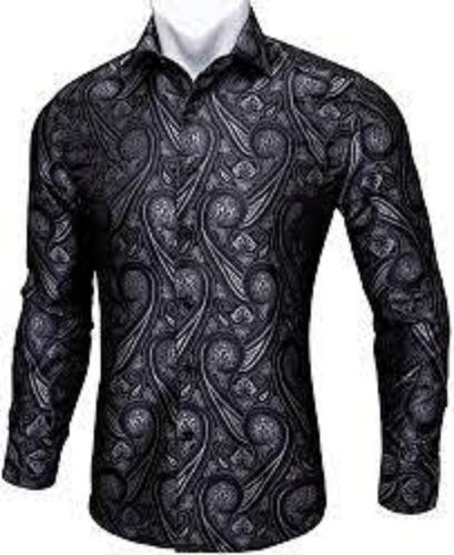 100% Cotton Flower Printed And Fancy Designer Black Shirts For Mens Chest Size: 40-42