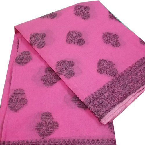 Casual Wear Pink Color Ladies Saree With Breathable Cotton Fabrics And Normal Wash