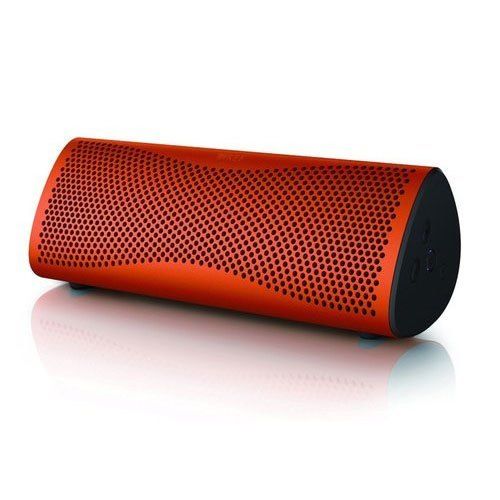 Black And Red Compact Design Sleek Design Round Shape Durable Construction Bluetooth Portable Speaker