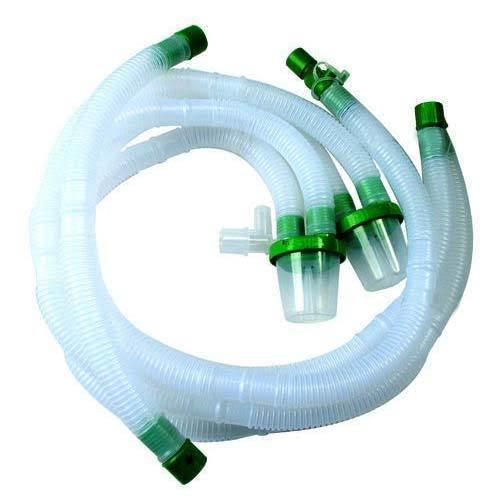 Disposable 1m White And Green Biomedical Grade Plastic Ventilator Breathing Circuit