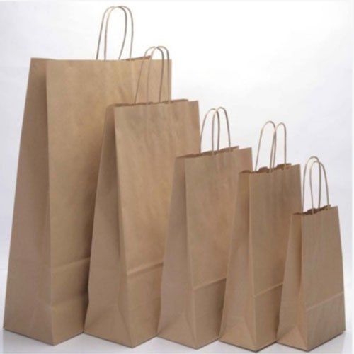 Eco friendly and Easy to Carry Plain Brown Colour Disposable Packaging Paper Bag With Handle