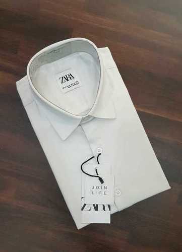 Men'S High Quality Cotton Material Comfortable Casual White Shirt With Full Sleeves Chest Size: 40-42