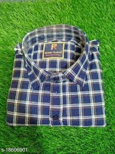 Men'S High Quality Cotton Material Comfortable Check Shirt With Long Sleeves Chest Size: 40-42