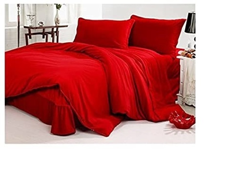 वॉशेबल प्लेन रेड प्योर कॉटन ड्यूरेबल स्किन फ्रेंडली स्मूथ स्लीक और सॉफ्ट बेडशीट