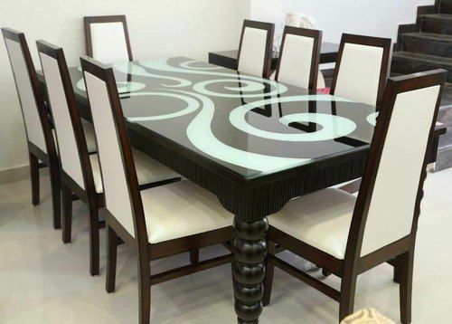 100 Percent Solid Wood 6 Seater Dining Table Set With 8 Chairs For Dining Room