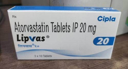 Lipvas 20, Atorvastatin Tablets Ip 20Mg For Lower Cholesterol And Fats Purity: 99%