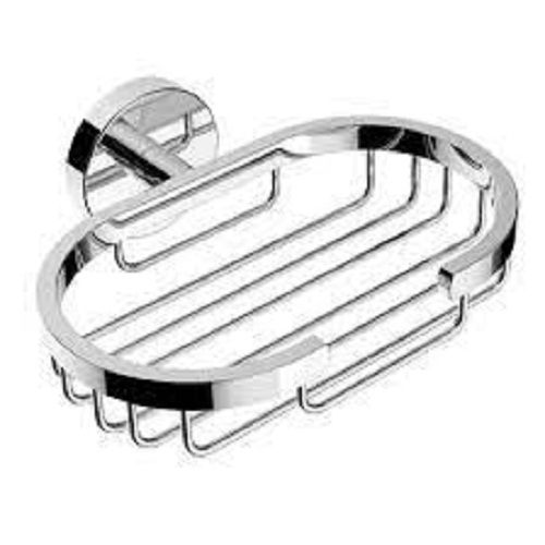 Silver Color Oval Shape Stainless Steel Chrome Finishing Soap Holder With Drain For Bathroom