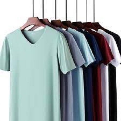 100 Percent Pure Cotton Plain V Neck Short Sleeve T Shirt For Mens Daily Wear