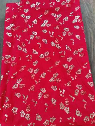 44 Inch Hot Red Color Foil Print Cotton Unstitched Fabric For Ladies Garments Weight: 100 Grams (G)