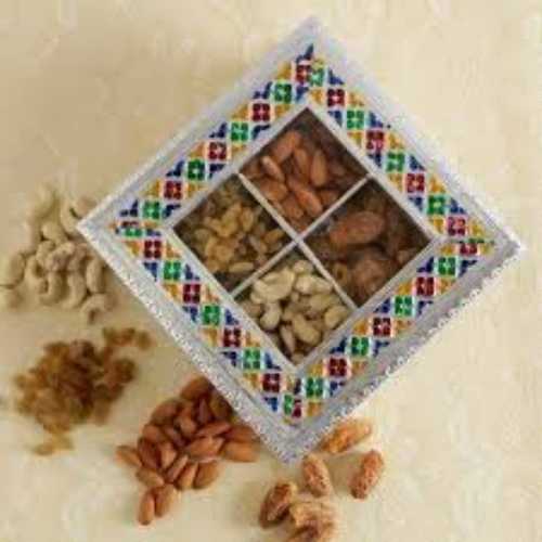 Paper Dry Fruit Box In Multicolor Packaging And Four Compartment, Square Shape