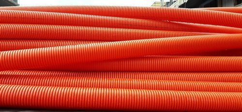 Round Hdpe Double Wall Corrugated Pipe Agricultural Pipes Orange Colors With High Build Quality For Construction