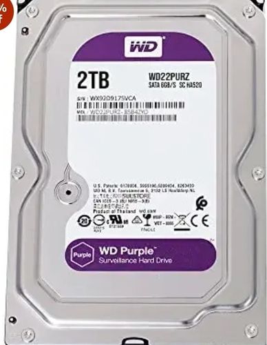 3.5 Inches, 2 Tb Surveillance Systems Internal Hard Disk Drive, Purple Color  Power Consumption: 4.4 Watt (W)