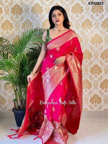 Multicolour 6 Meters Indian Pure Silk Saree For Party Wear