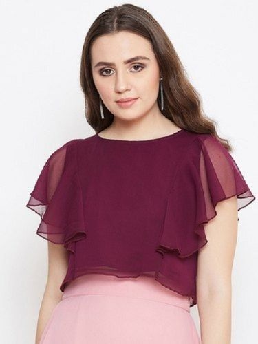 Red Anti Wrinkle Easy To Wash Lightweight And Comfortable To Wear Ladies Fashionable Crop Top