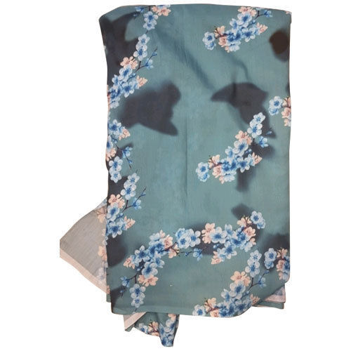 Lightweight Multipurpose Green And Black Blue Floral Printed Soft Cotton Fabric